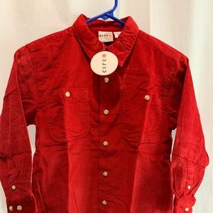 NEW Boy's Corduroy Red Button Up Shirt NWT